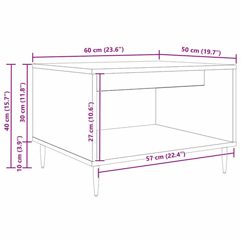 vidaXL Coffee Table Old wood 60 x 50 x 40 cm Engineered wood
