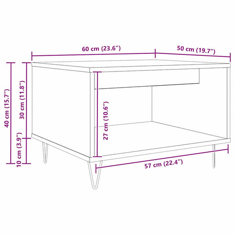 vidaXL Coffee Table Old wood 60 x 50 x 40 cm Engineered wood