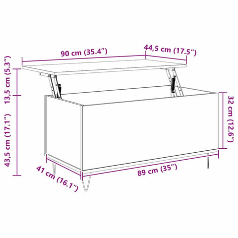 vidaXL Coffee Table Black oak 90 x 44.5 x 45 cm Engineered wood
