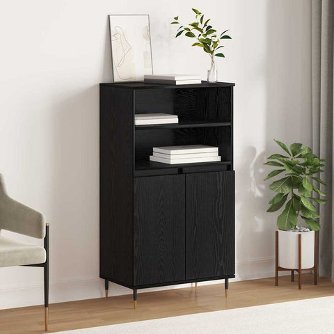vidaXL Highboard with Shelf with Storage with Door Black Engineered wood