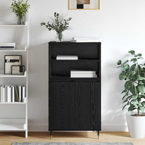 vidaXL Highboard with Shelf with Storage with Door Black Engineered wood