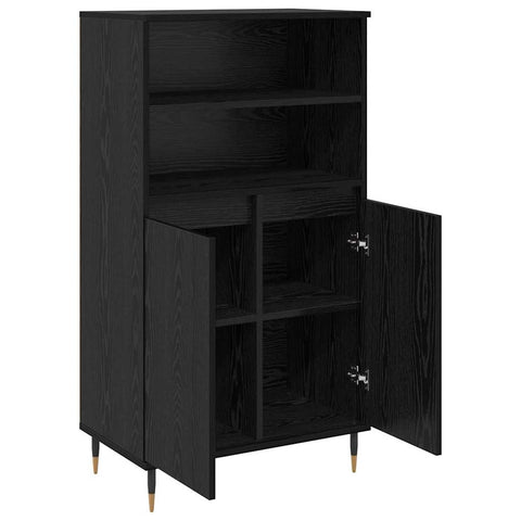 vidaXL Highboard with Shelf with Storage with Door Black Engineered wood