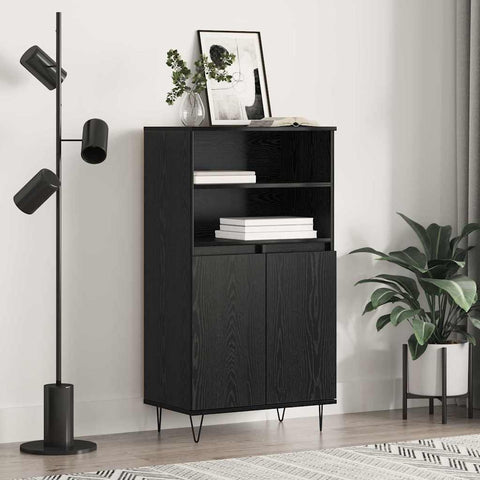 vidaXL Highboard with Shelf with Storage with Door Black Engineered wood