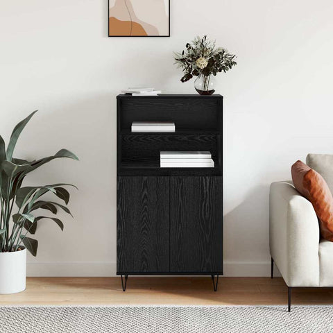 vidaXL Highboard with Shelf with Storage with Door Black Engineered wood