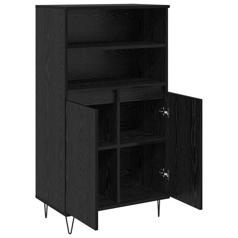 vidaXL Highboard with Shelf with Storage with Door Black Engineered wood