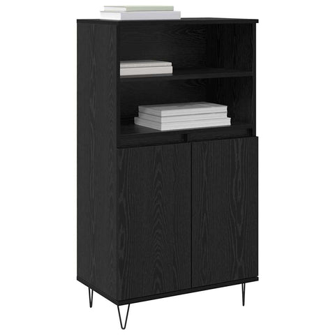 vidaXL Highboard with Shelf with Storage with Door Black Engineered wood