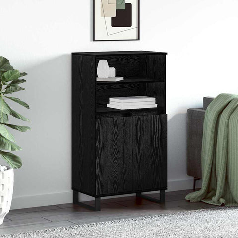 vidaXL Highboard with Shelf with Storage with Door Black 60 x 36 x 110 cm Engineered wood