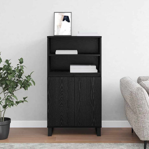 vidaXL Highboard with Shelf with Storage with Door Black 60 x 36 x 110 cm Engineered wood