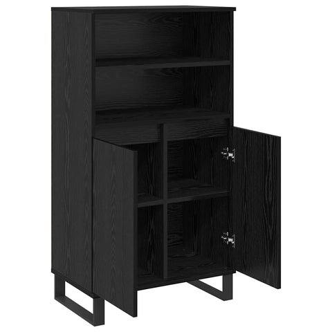 vidaXL Highboard with Shelf with Storage with Door Black 60 x 36 x 110 cm Engineered wood