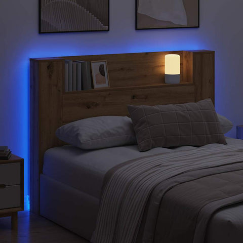 vidaXL Headboard Cabinet with Shelf Artisan oak Engineered wood