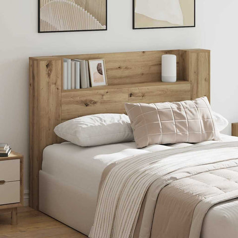 vidaXL Headboard Cabinet with Shelf Artisan oak Engineered wood
