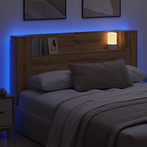 vidaXL Headboard Cabinet with Shelf Artisan oak Engineered wood