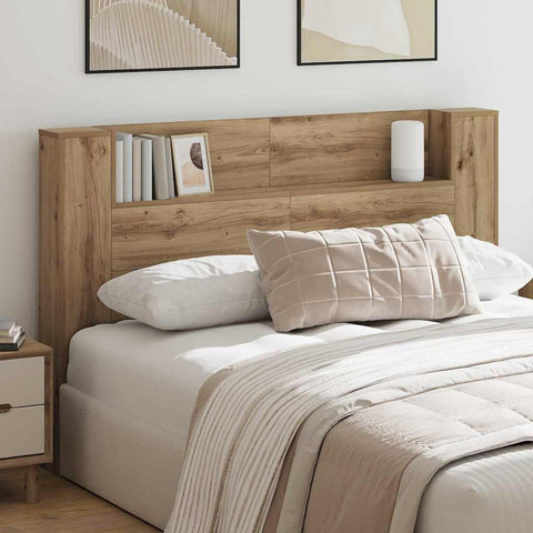 vidaXL Headboard Cabinet with Shelf Artisan oak Engineered wood