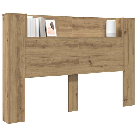 vidaXL Headboard Cabinet with Shelf Artisan oak Engineered wood