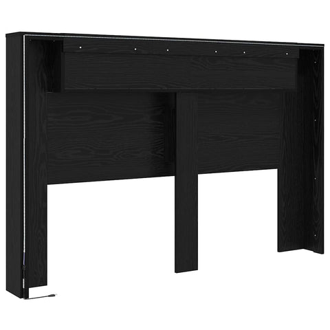 vidaXL Headboard Cabinet with Shelf Black oak Engineered wood