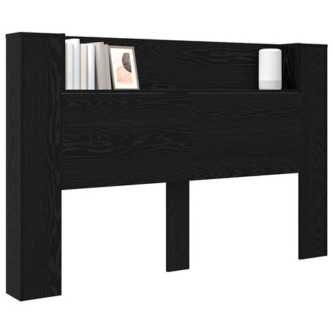 vidaXL Headboard Cabinet with Shelf Black oak Engineered wood