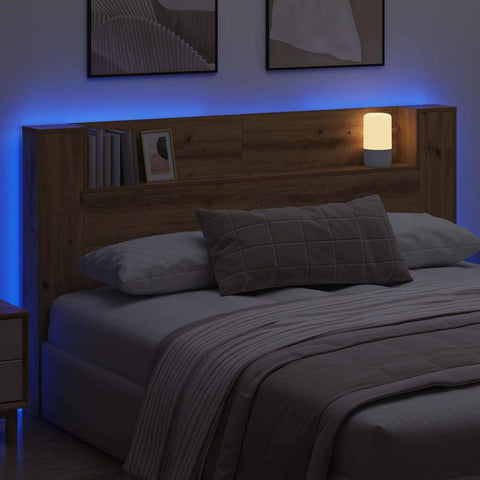 vidaXL Headboard Cabinet with Shelf Artisan oak 180 x 17 x 104.5 cm