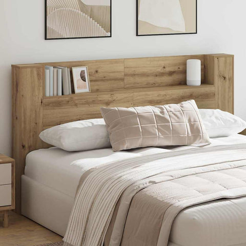 vidaXL Headboard Cabinet with Shelf Artisan oak 180 x 17 x 104.5 cm