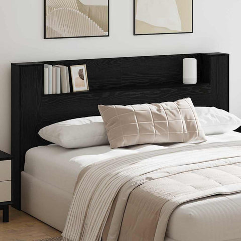 vidaXL Headboard Cabinet Black oak 180 x 17 x 104.5 cm Engineered wood