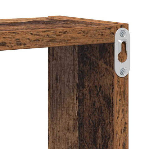vidaXL Wall Cube with Shelf Wall-mounted Other with Storage Old wood 96 x 12 x 64 cm Engineered wood