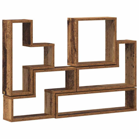 vidaXL Wall Cube with Shelf Wall-mounted Other with Storage Old wood 96 x 12 x 64 cm Engineered wood