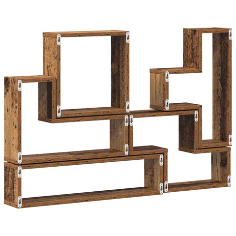 vidaXL Wall Cube with Shelf Wall-mounted Other with Storage Old wood 96 x 12 x 64 cm Engineered wood