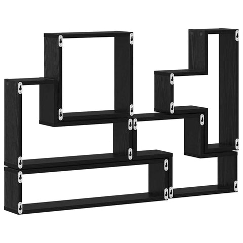vidaXL Wall Cube with Shelf Black oak 96 x 12 x 64 cm Engineered wood