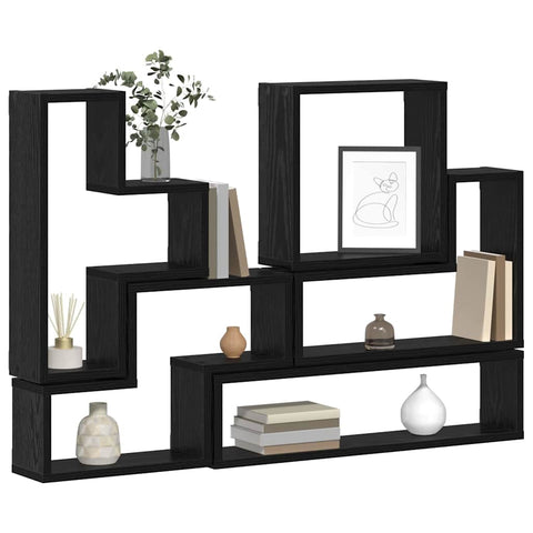 vidaXL Wall Cube with Shelf Black oak 96 x 12 x 64 cm Engineered wood