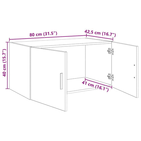 vidaXL Wall Cabinet Black oak 80 x 42.5 x 40 cm Engineered wood