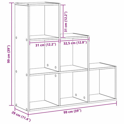 vidaXL Book Cabinet Black oak 99 x 29 x 99 cm Engineered wood