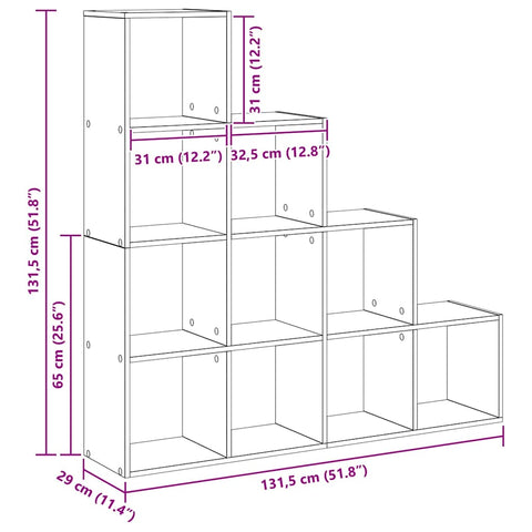 vidaXL Room Divider Bookcase Black oak 131.5 x 29 x 131.5 cm