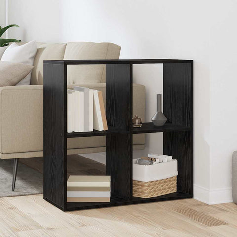 vidaXL Book Cabinet Black 69.5 x 29 x 69.5 cm Engineered Wood
