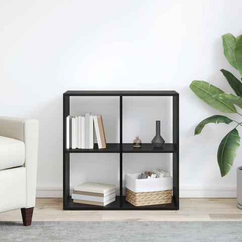 vidaXL Book Cabinet Black 69.5 x 29 x 69.5 cm Engineered Wood