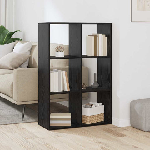 vidaXL Book Cabinet Black 69.5 x 29 x 103.5 cm Engineered Wood