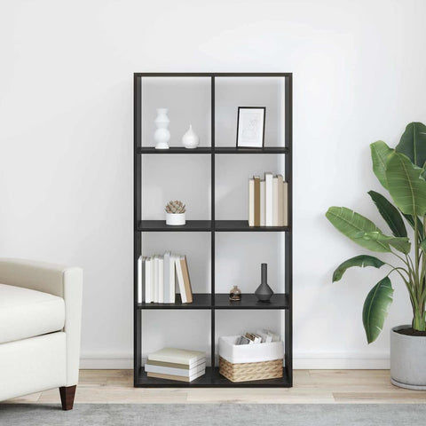 vidaXL Book Cabinet Black 69.5 x 29 x 137.5 cm Engineered Wood