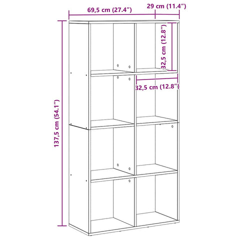 vidaXL Book Cabinet Black 69.5 x 29 x 137.5 cm Engineered Wood