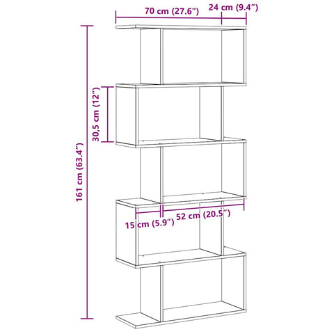vidaXL Bookcase Brown 70 x 24 x 161cm Engineered wood