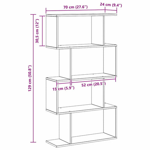 vidaXL Book Cabinet Black 70 x 24 x 129 cm Engineered wood