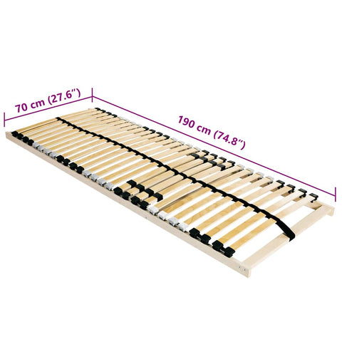 vidaXL Slatted Bed Base Brown 70 x 190 cm Solid beech wood