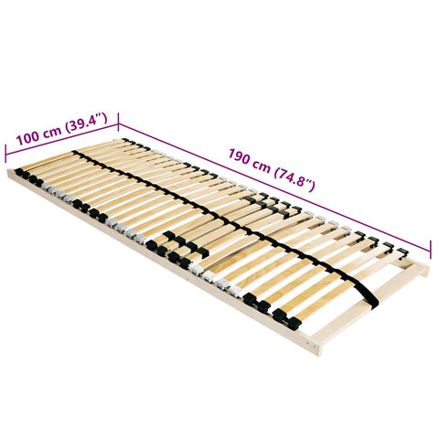 vidaXL Slatted Bed Base Brown 100 x 190 cm Solid beech wood