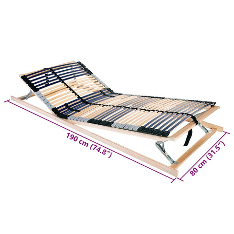 vidaXL Slatted Bed Base Brown 80 x 190 cm Solid beech wood