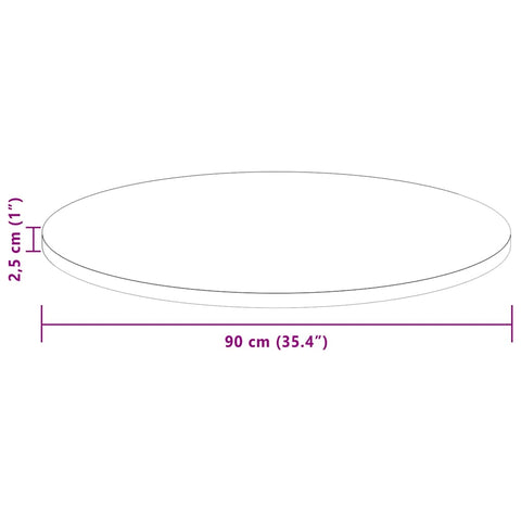 vidaXL Table Top Other Dark brown Ø 90 x 2.5 cm Solid oak wood