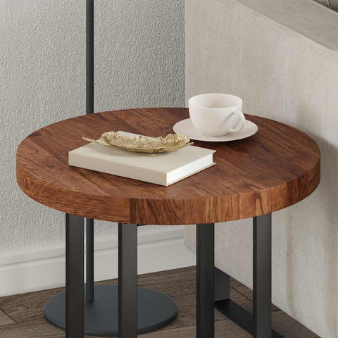 vidaXL Table Top Other Dark brown Ø 50 x 4 cm Solid oak wood