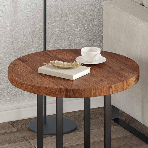 vidaXL Table Top Other Dark brown Ø 60 x 4 cm Solid oak wood