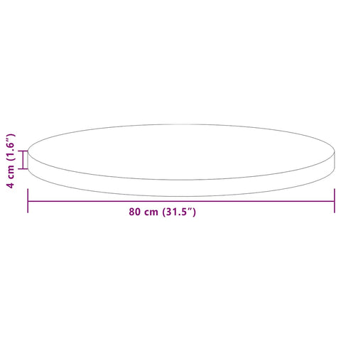 vidaXL Table Top Other Dark brown Ø 80 x 4 cm Solid oak wood