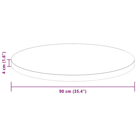 vidaXL Table Top Other Dark brown Ø 90 x 4 cm Solid oak wood
