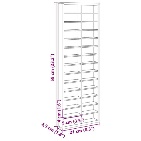 vidaXL Display Case Brown 21 x 4.5 x 59 cm Engineered wood
