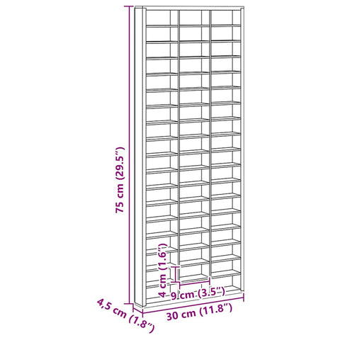 vidaXL Display Case Brown 30 x 4.5 x 75 cm Engineered wood