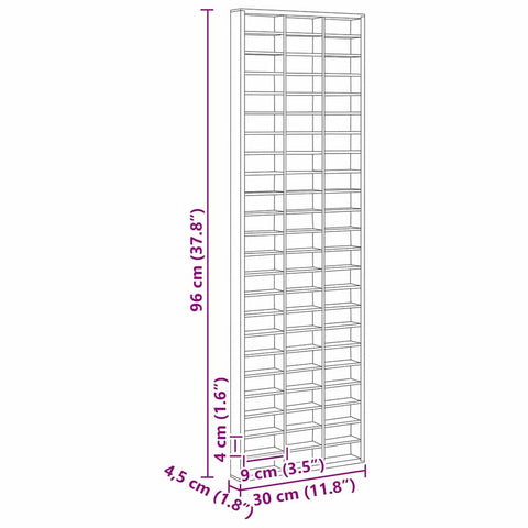 vidaXL Display Case Brown 30 x 4.5 x 96 cm Engineered wood