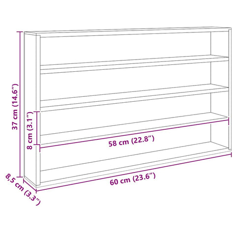 vidaXL Wooden Collector's Display Case Brown 60 x 8.5 x 37 cm Plywood